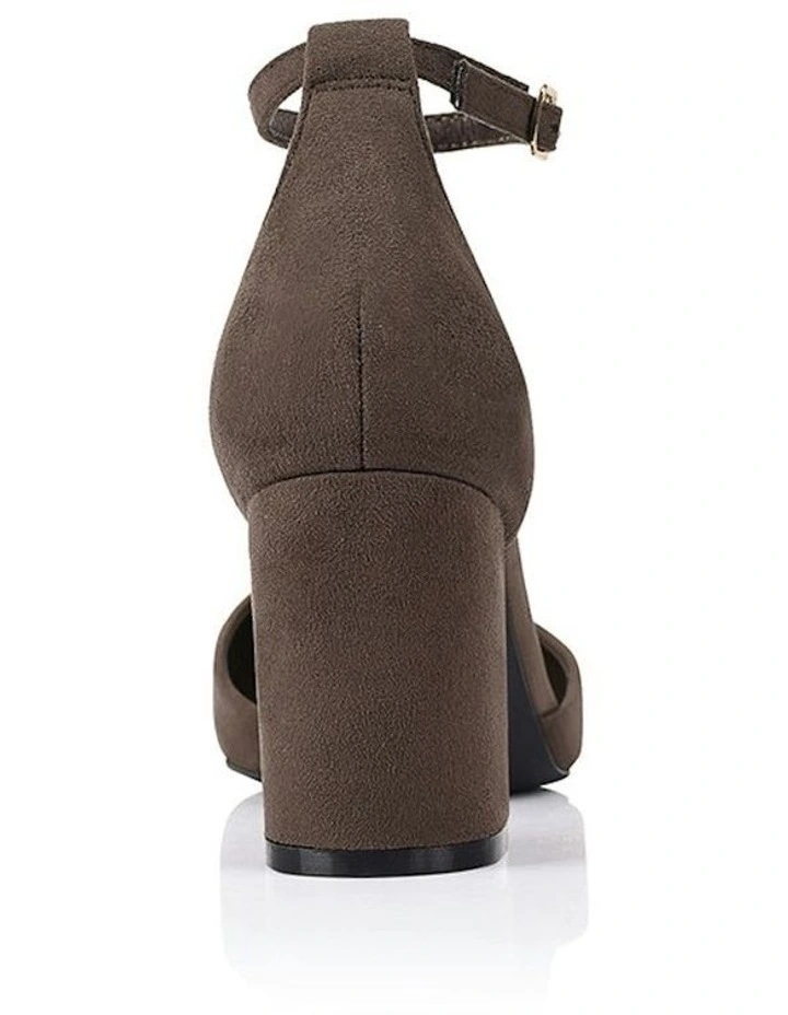 Eli Closed Toe Block Heels in Chocolate Brown Micro image 3