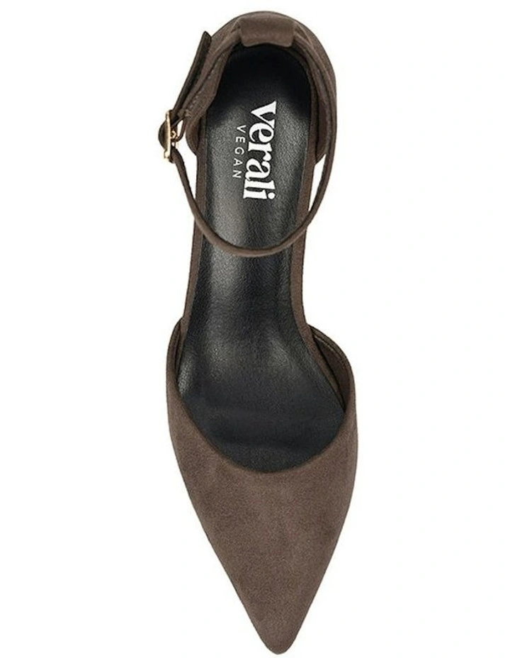 Eli Closed Toe Block Heels in Chocolate Brown Micro image 4