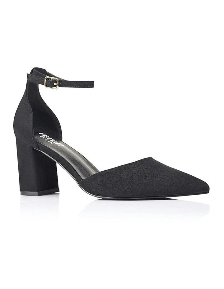 Eli Closed Toe Block Heels in Black Micro image 2