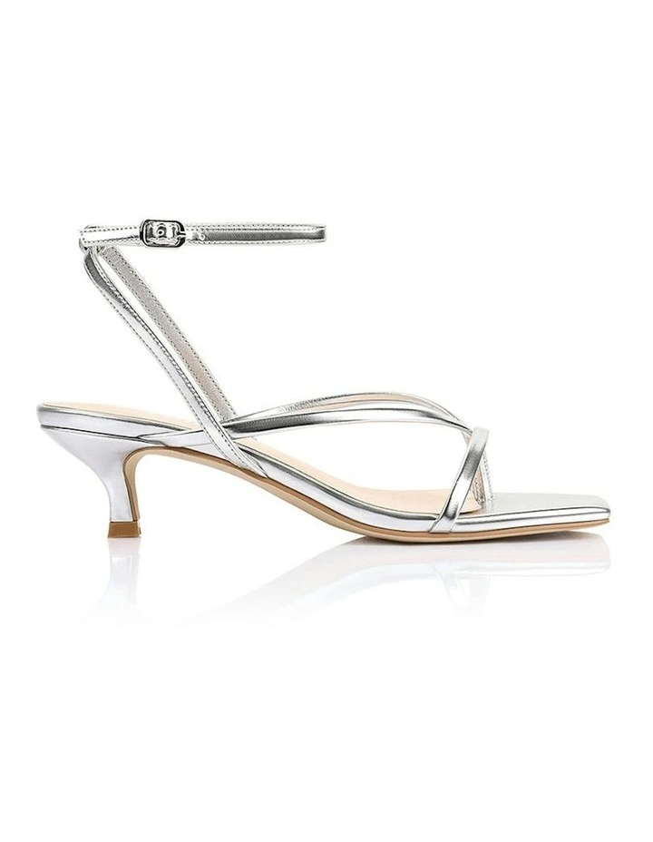 Maeve Kitten Heel Sandals in Silver image 1