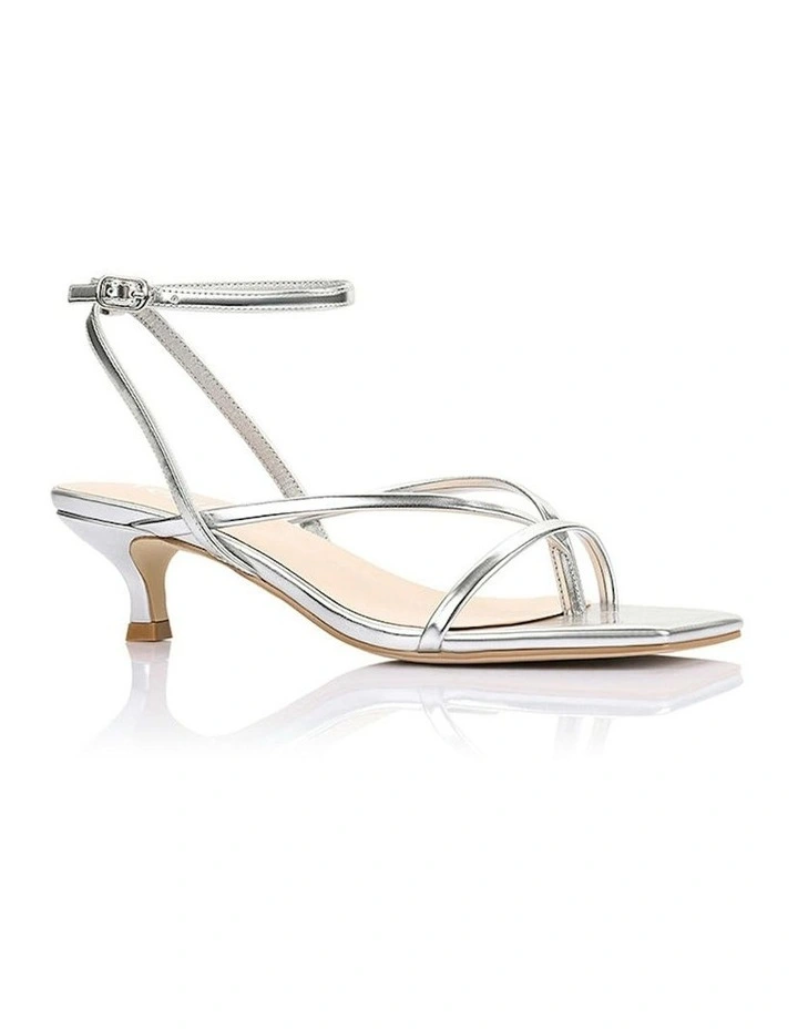 Maeve Kitten Heel Sandals in Silver image 2