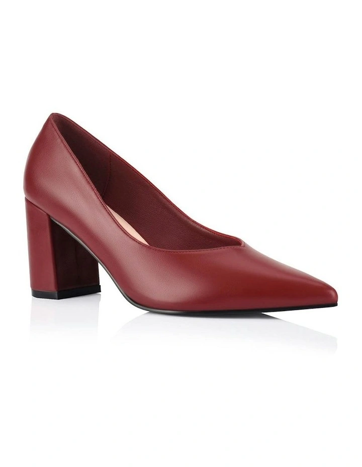 Elliot Block Heel Pumps in Berry Red image 2