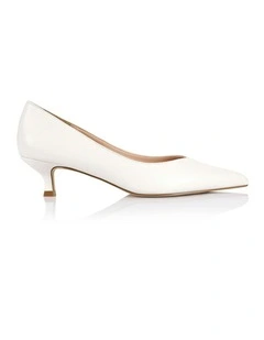 Lucy Kitten Heel Pumps in Chalk White