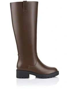 Jailyn Chunky Knee High Boots in Chocolate Brown