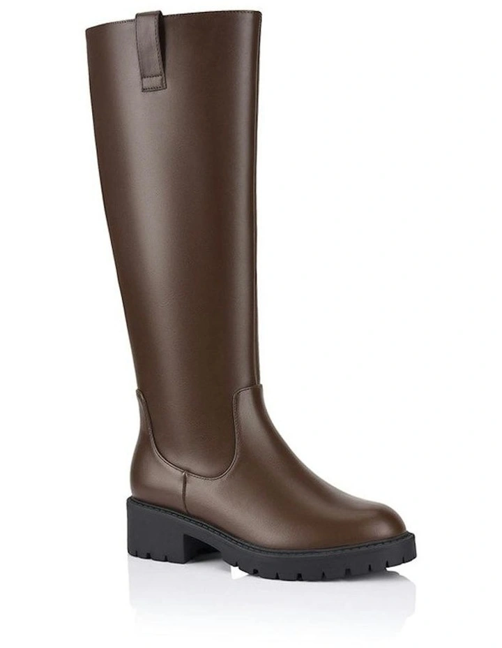 Jailyn Chunky Knee High Boots in Chocolate Brown image 2