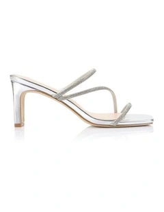 Ginger Block Heel Mules in Silver