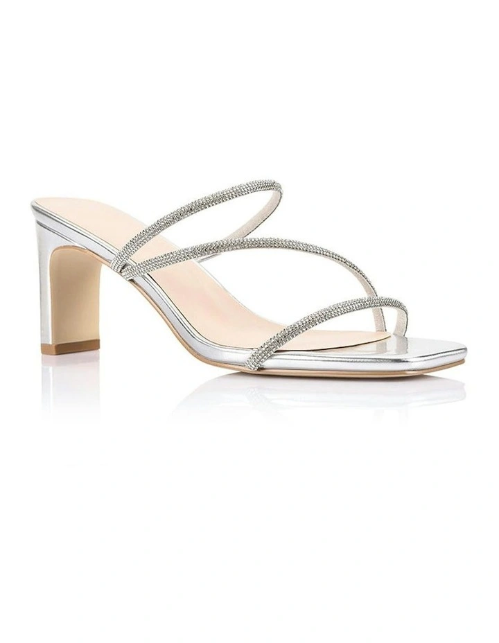 Ginger Block Heel Mules in Silver image 2