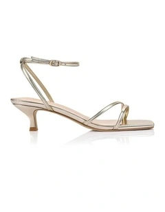 Alex Kitten Heel Sandals in Champagne Gold