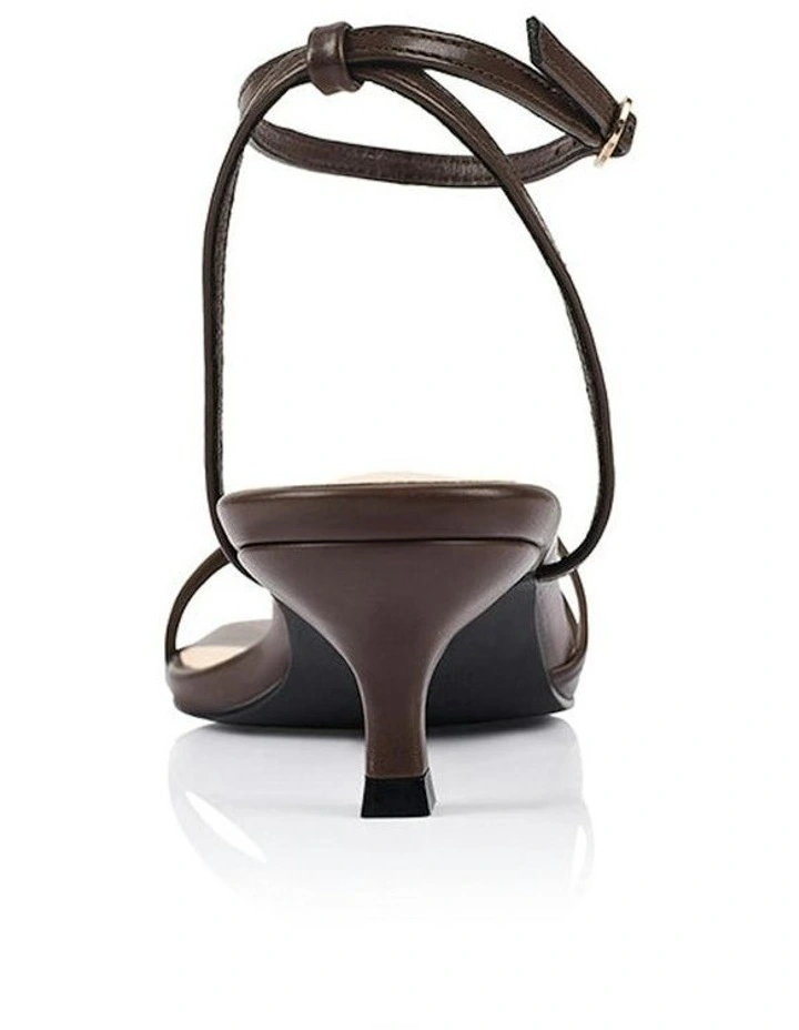 Alex Kitten Heel Sandals in Chocolate Brown image 3