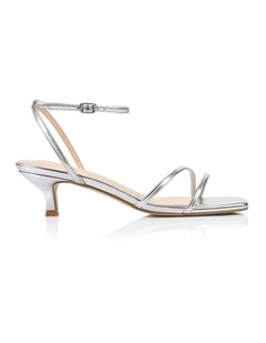 Alex Kitten Heel Sandals in Silver