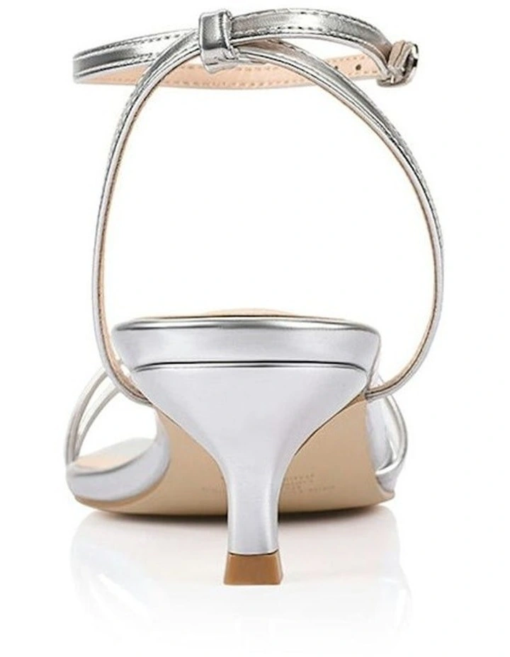 Alex Kitten Heel Sandals in Silver image 3