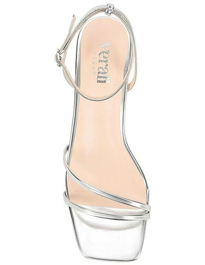 Alex Kitten Heel Sandals in Silver image 4