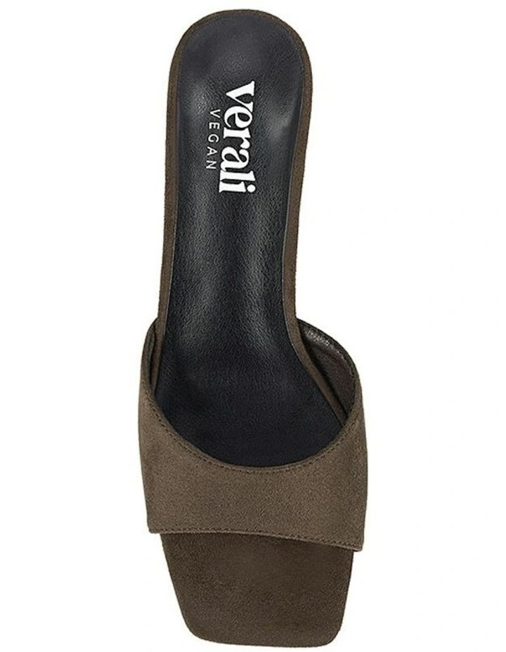 Alyssa Kitten Heel Mules in Chocolate Brown Micro image 4