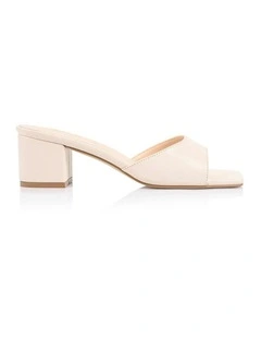 Wednesday Block Heel Mules in Bone White