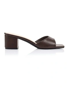 Wednesday Block Heel Mules in Chocolate Brown