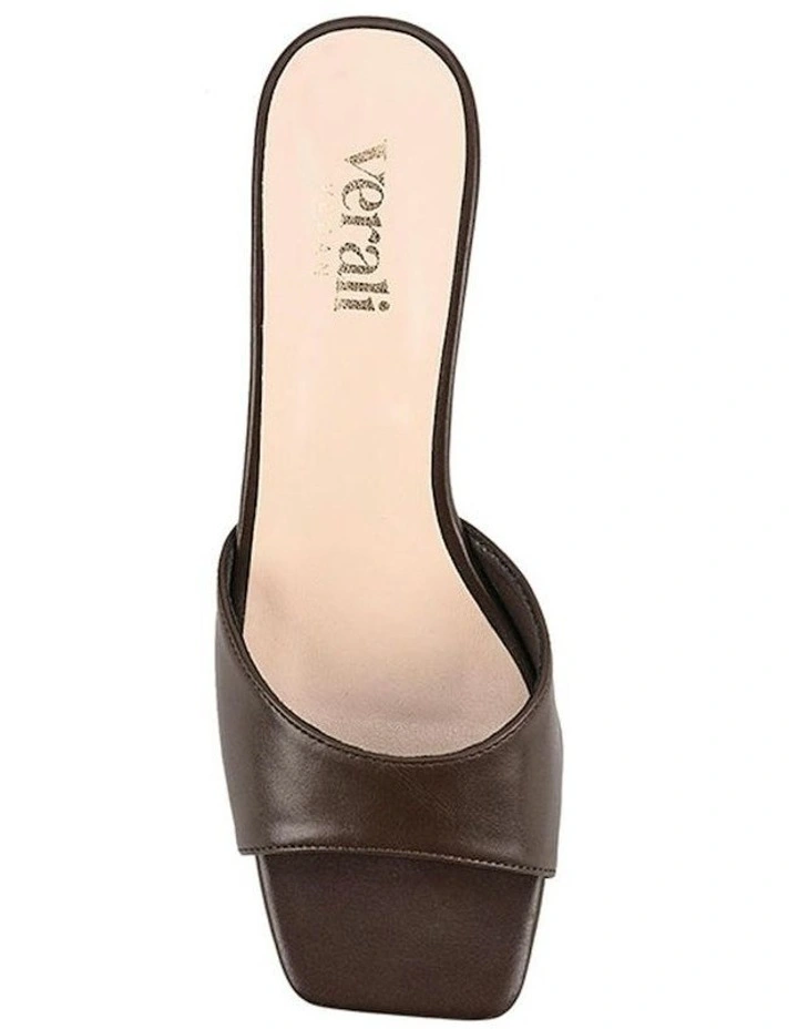 Wednesday Block Heel Mules in Chocolate Brown image 4