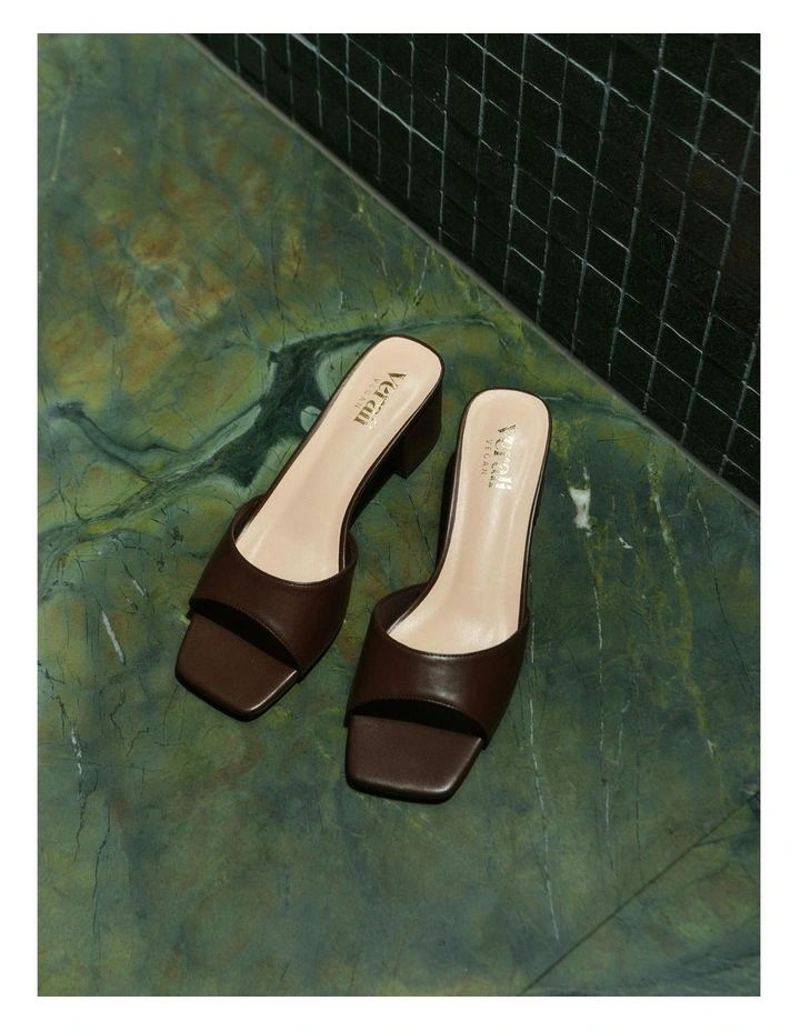 Wednesday Block Heel Mules in Chocolate Brown image 5