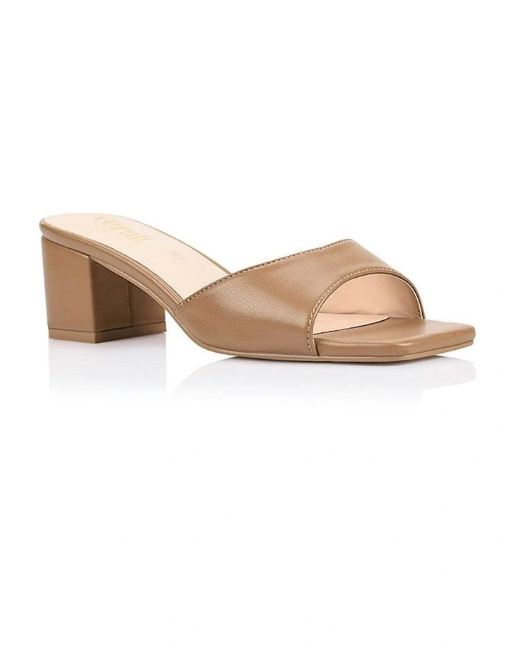 Wednesday Block Heel Mules in Dark Camel image 2