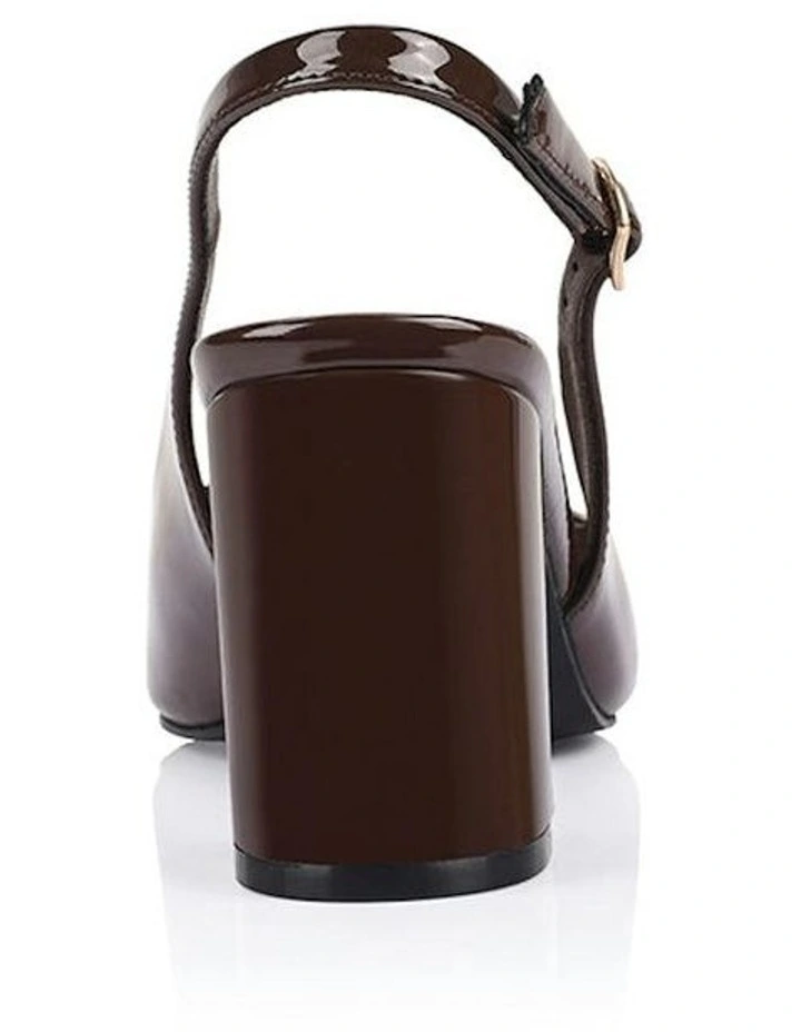 Elio Slingback Block Heels in Chocolate Brown Patent image 3