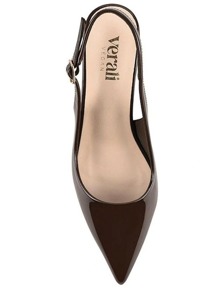 Elio Slingback Block Heels in Chocolate Brown Patent image 4