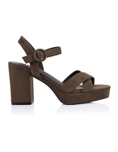 Heppell Platform Heels in Chocolate Brown Micro