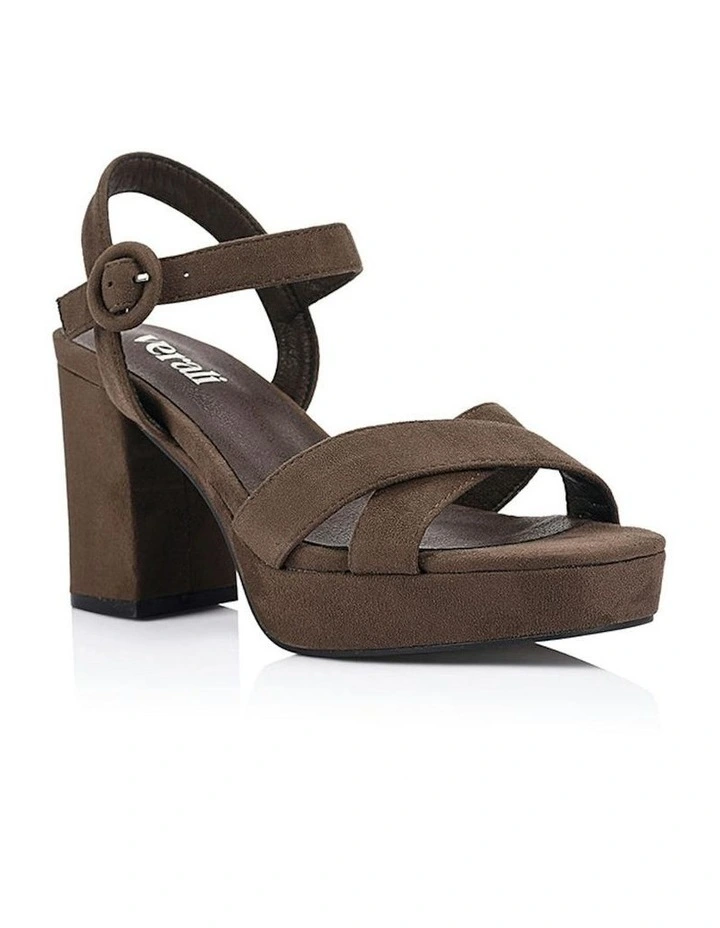 Heppell Platform Heels in Chocolate Brown Micro image 2