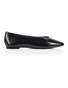 Euphoria Ballet Flats in Black Crinkle