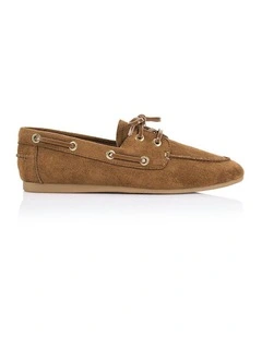Brody Boat Shoes in Chestnut Tan Micro