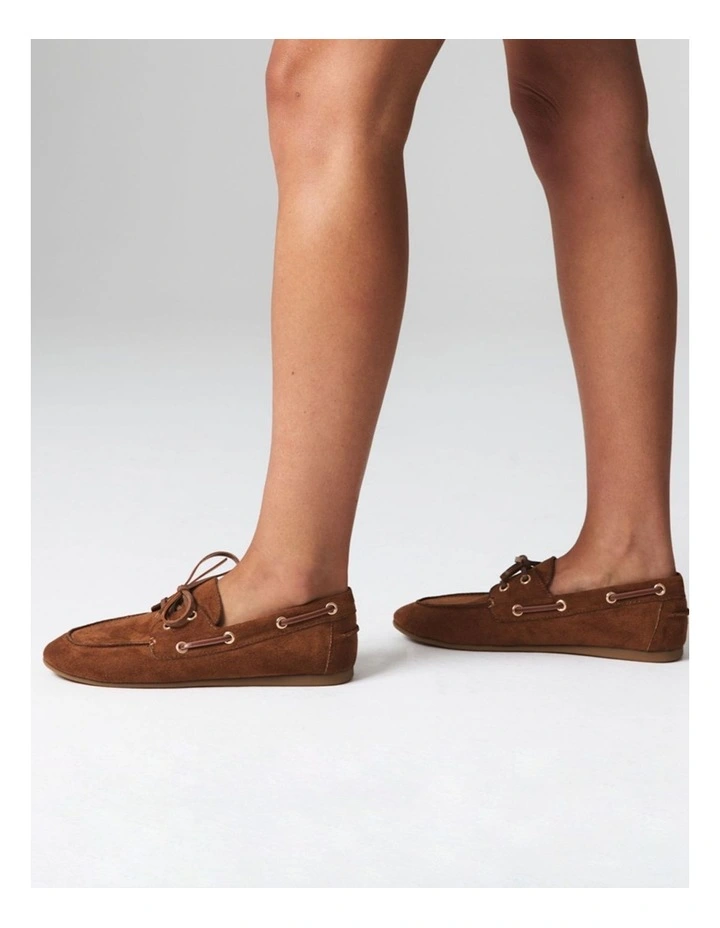 Brody Boat Shoes in Chestnut Tan Micro image 2