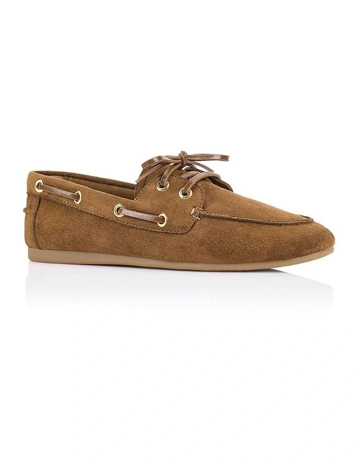 Brody Boat Shoes in Chestnut Tan Micro image 3