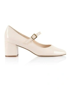 Riley Mary Jane Block Heels in Bone