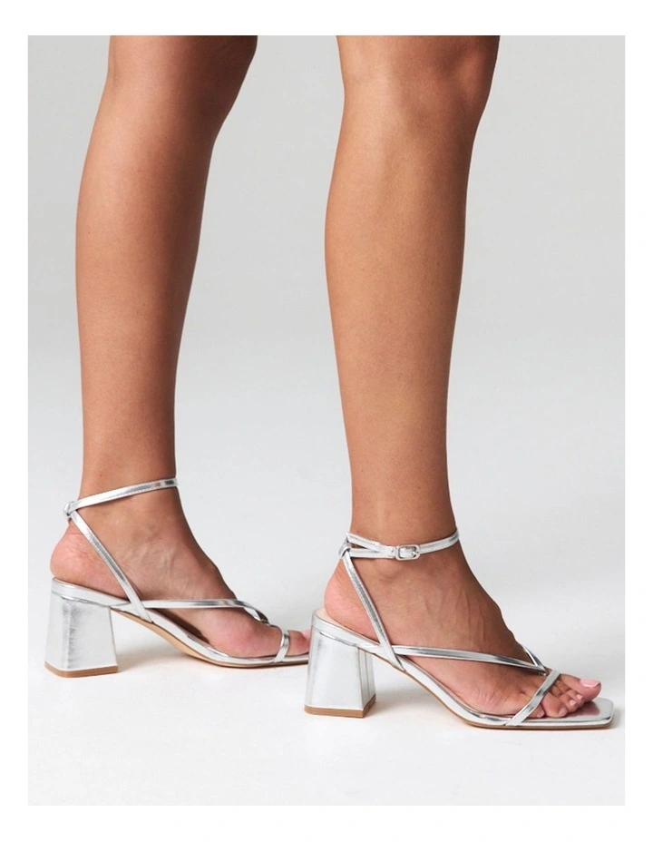 Status Block Heel Sandals in Silver image 2
