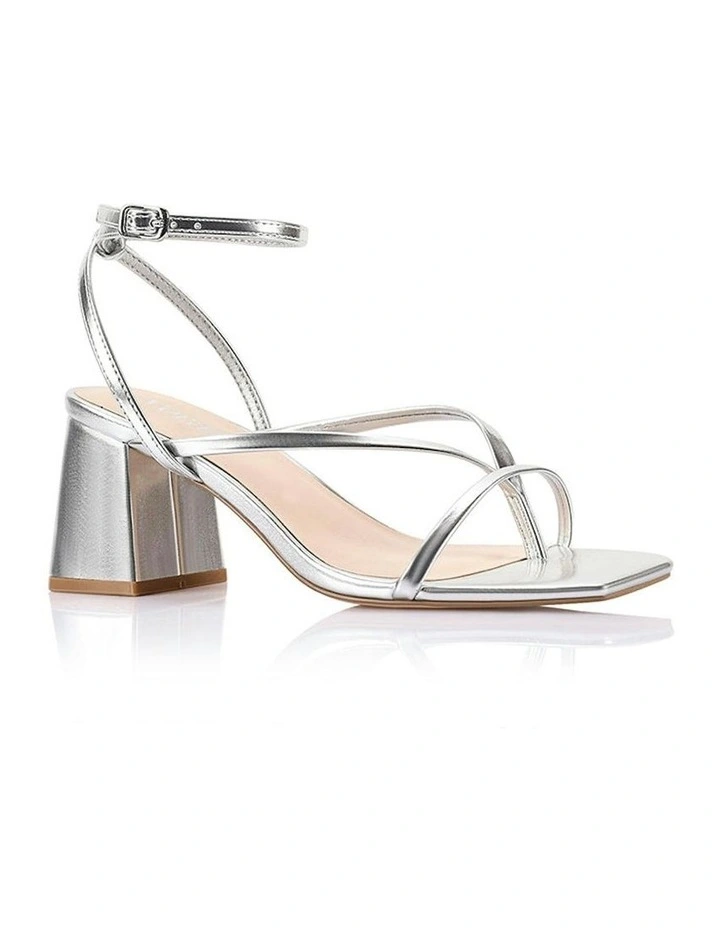 Status Block Heel Sandals in Silver image 3