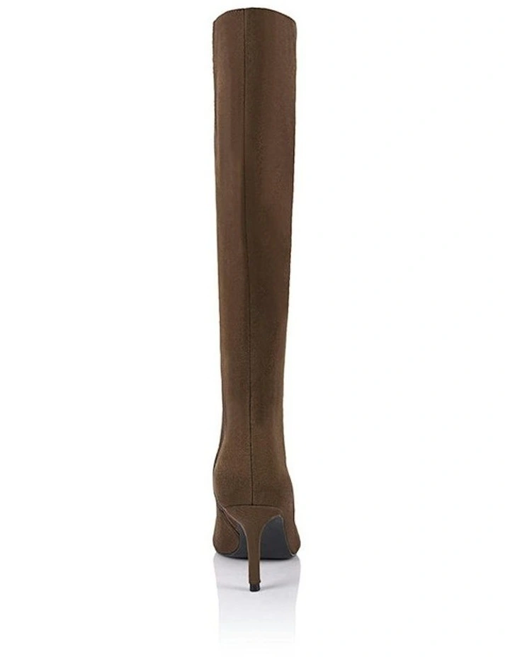 Bessie Tall Boots in Chocolate Brown Micro image 3