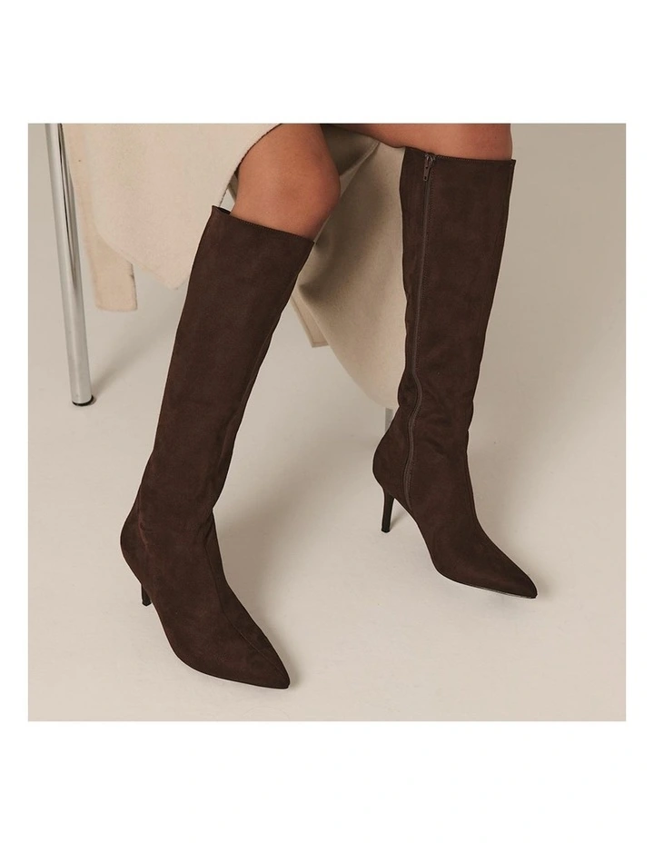 Bessie Tall Boots in Chocolate Brown Micro image 7