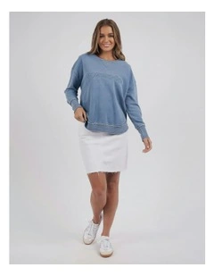 Washed Simplified Crew Jumper in Blue