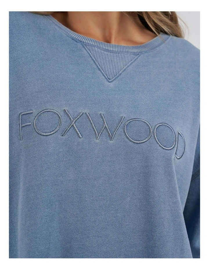 Washed Simplified Crew Jumper in Blue image 4