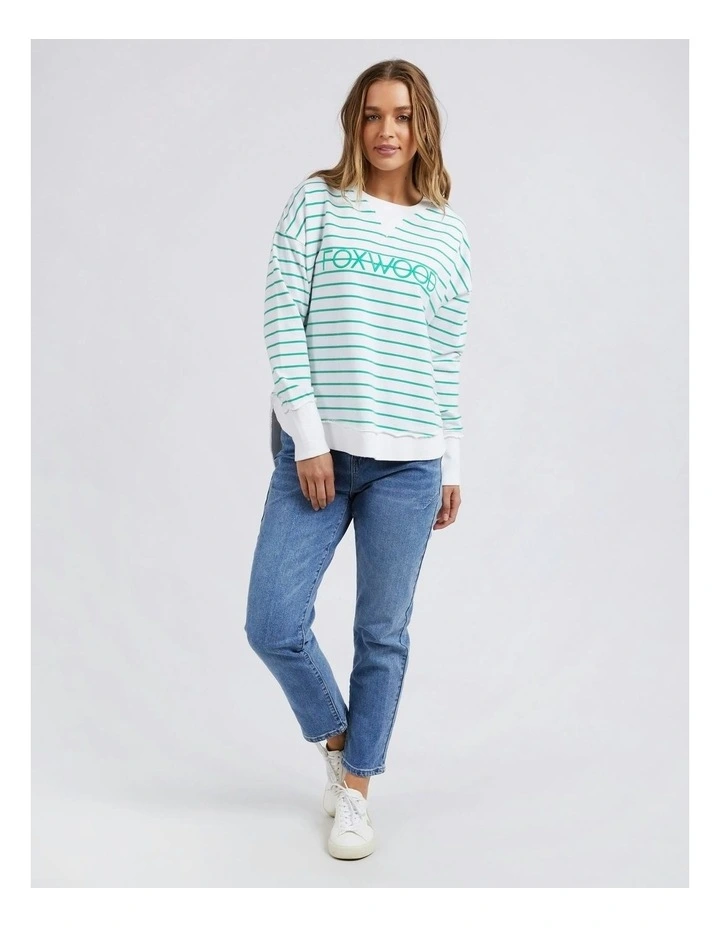 Simplified Stripe Crew Jumper in Green image 1