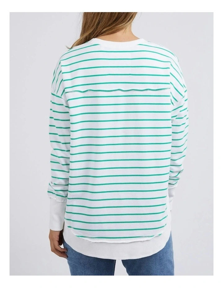 Simplified Stripe Crew Jumper in Green image 2