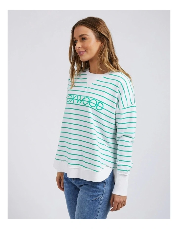Simplified Stripe Crew Jumper in Green image 3