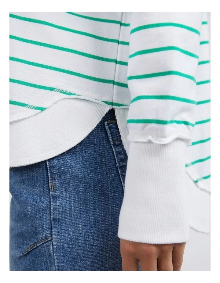 Simplified Stripe Crew Jumper in Green image 4