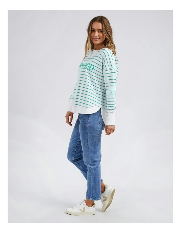 Simplified Stripe Crew Jumper in Green image 5