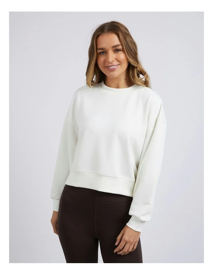 Luxe Rib Crew Vintage Jumper in White image 1