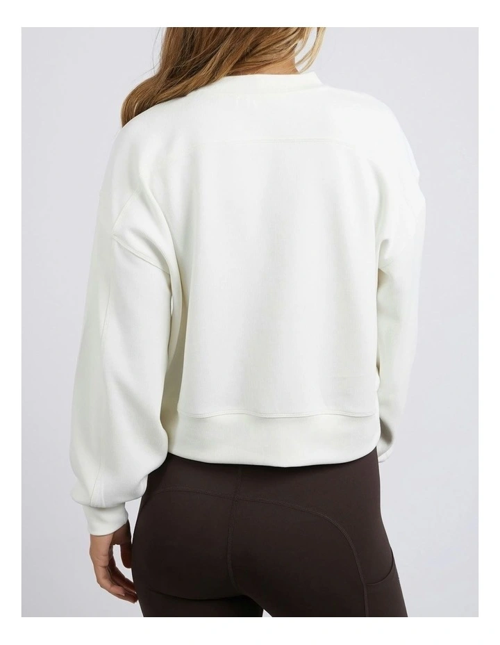 Luxe Rib Crew Vintage Jumper in White image 2