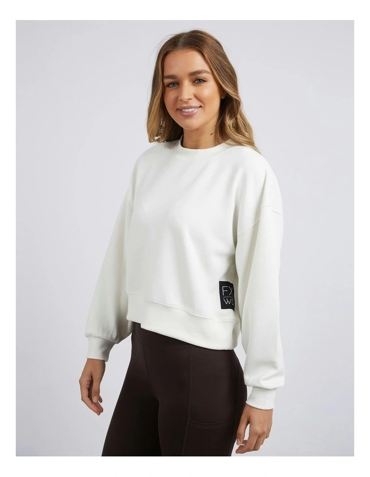 Luxe Rib Crew Vintage Jumper in White image 3