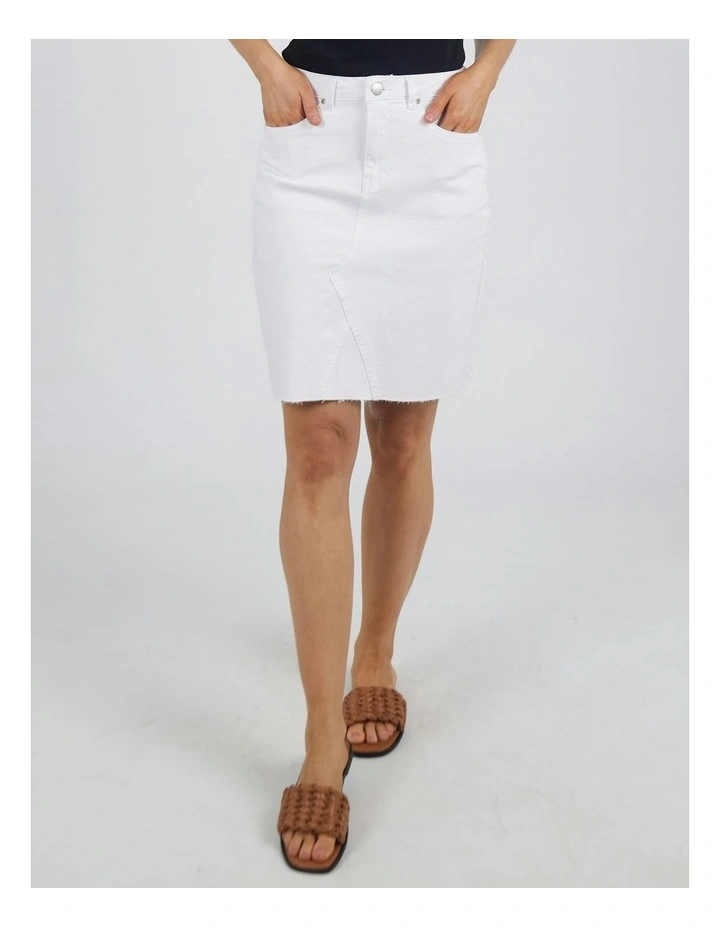 Belle Denim Skirt in White image 1