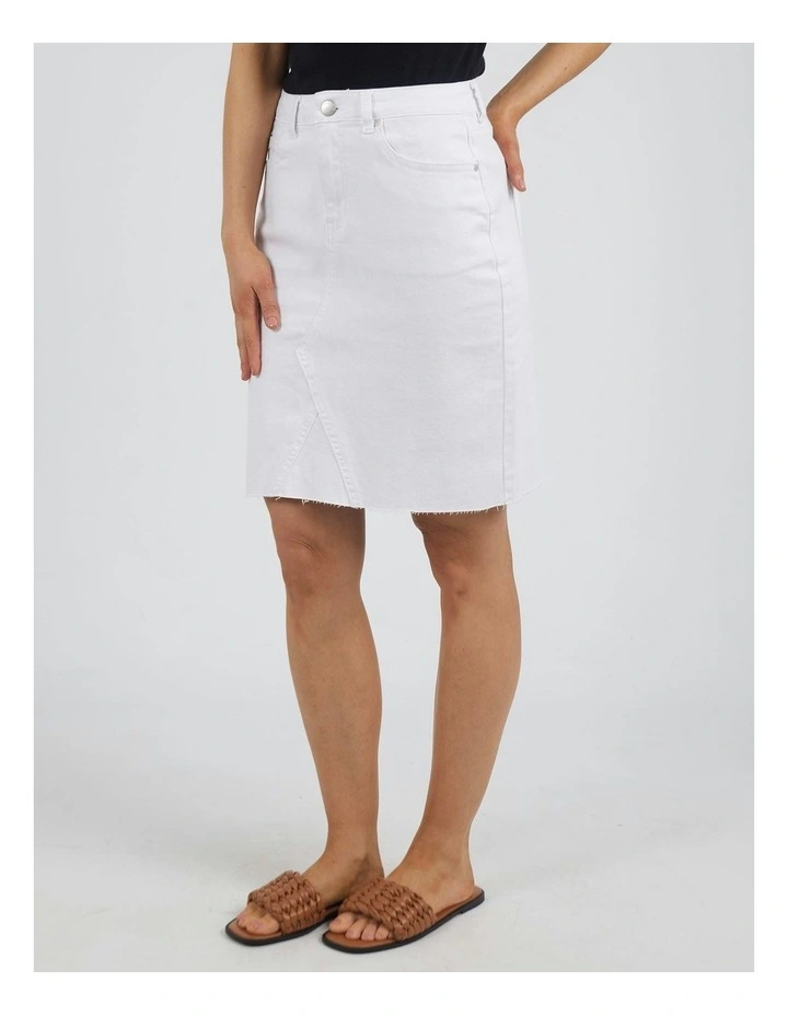 Belle Denim Skirt in White image 3