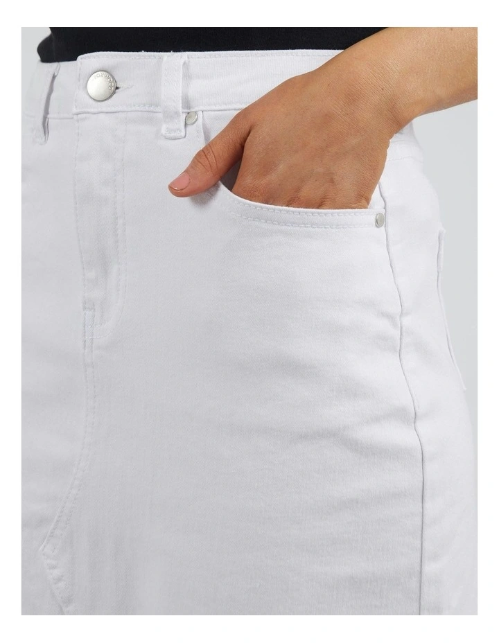 Belle Denim Skirt in White image 4