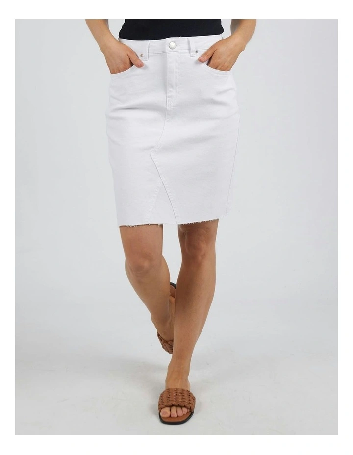 Belle Denim Skirt in White image 6