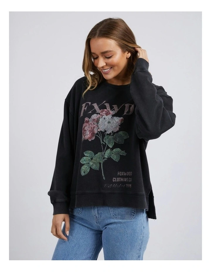 Rosa Crew Jumper in Washed Black image 3